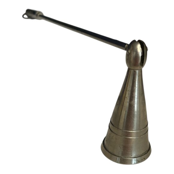 Silver Tone Metal Candle Snuffer – Long Handle, Rotating Bell, Tapered Cone – Vi - Picture 5 of 5